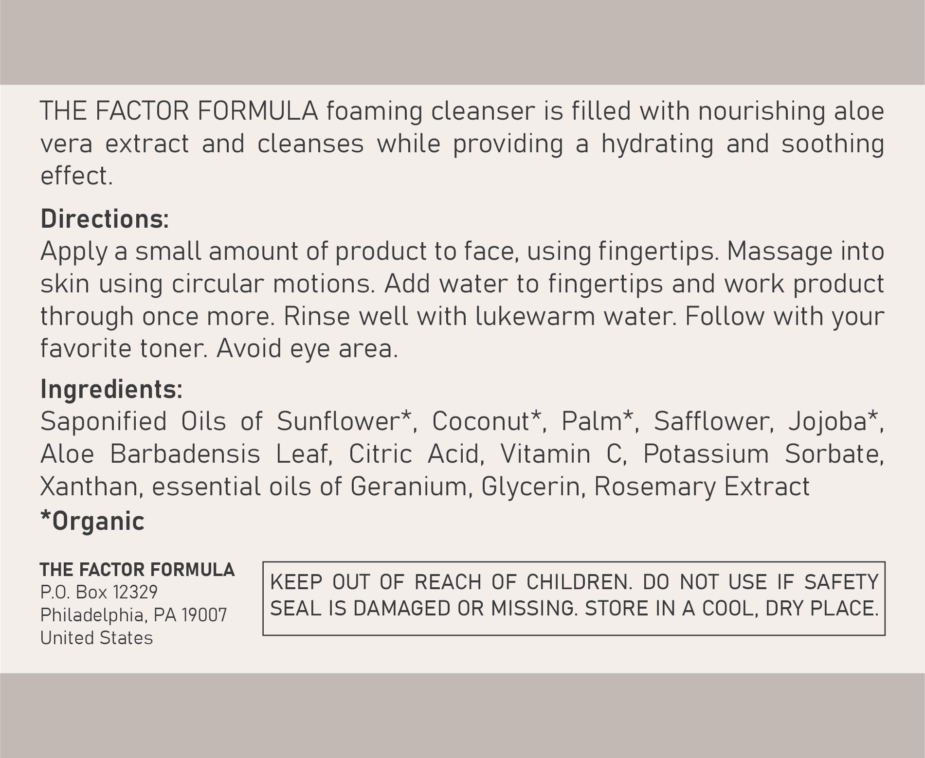 Aloe Vera Cleanser | Foaming Facial Cleanser | The Factor Formula